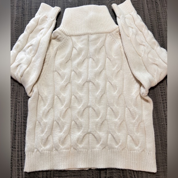 Talbots Cream Cowl Neck Cardigan Zip Up Sweater - Picture 11 of 13